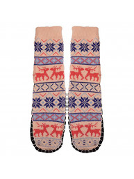 Women's Jacquard Knitted Slipper Sock-Bottom 23-24cm