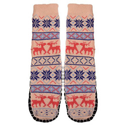 Women's Jacquard Knitted Slipper Sock-Bottom 23-24cm