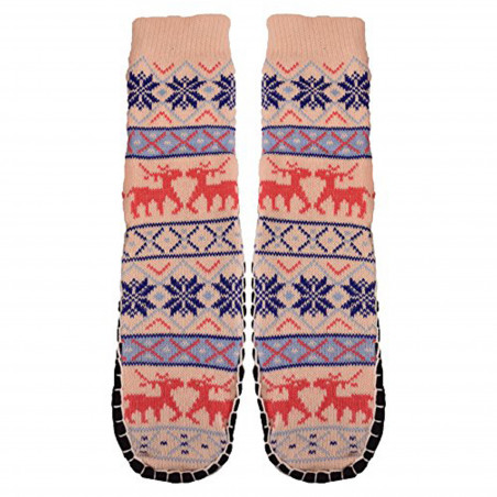 Women's Jacquard Knitted Slipper Sock-Bottom 23-24cm