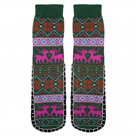 Women's Jacquard Knitted Slipper Sock-Bottom 23-24cm