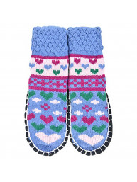 "Bearfoot" Little Girls Knitted Home Slipper Socks With NON Slip Bottom (Size:Small)