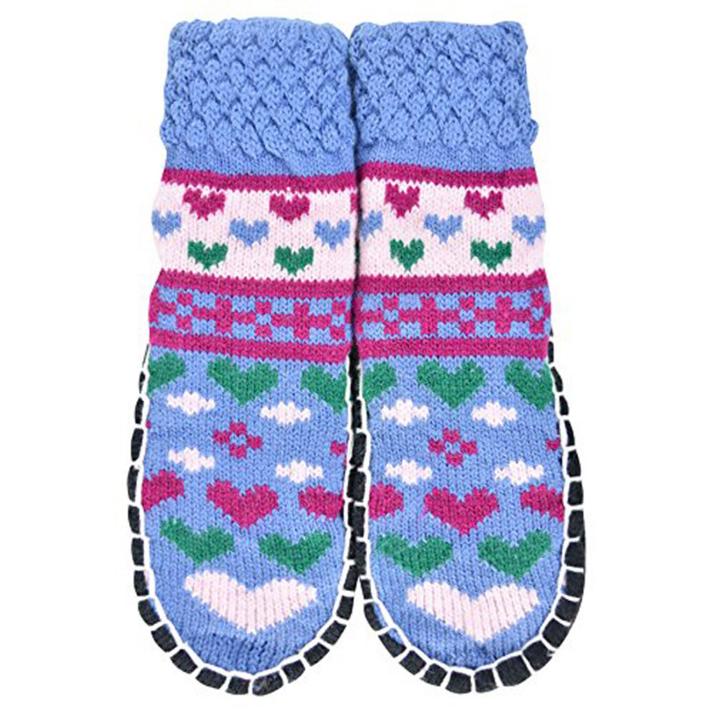 "Bearfoot" Little Girls Knitted Home Slipper Socks With NON Slip Bottom (Size:Small)