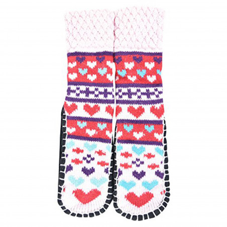 "Bearfoot" Little Girls Knitted Home Slipper Socks With NON Slip Bottom (Size:Small)