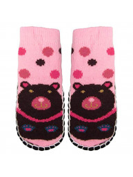 "Bearfoot" Little Girls Knitted Home Slipper Socks With NON Slip Bottom