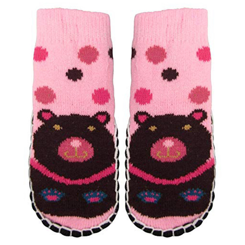 "Bearfoot" Little Girls Knitted Home Slipper Socks With NON Slip Bottom