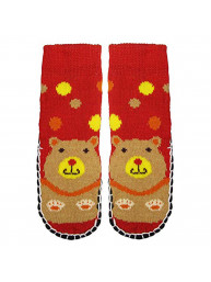 "Bearfoot" Little Girls Knitted Home Slipper Socks With NON Slip Bottom