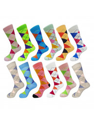Men's Crew Colorful Dress Socks (10-13) (Pack of 12 or 6)