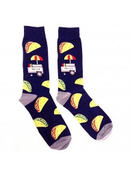 Fast Food Munchies Crew Socks (Taco Cart - Blue & Grey)