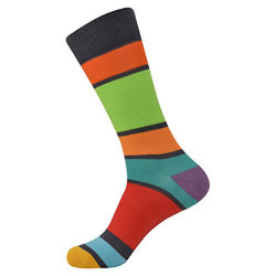 Brave Mens Colorful Designer Crazy Funky Striped Dress Socks (One Size)