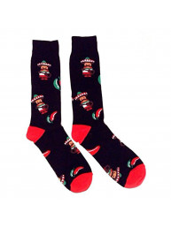 Novelty Fine Fit Crew Socks - Mix Prints (Black Mariachi Chili Pepper)