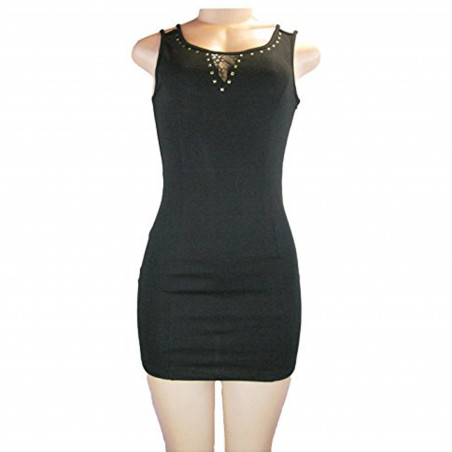 Zinga Women's/Juniors Black Sleeveless Dress with Back Lace Detail.