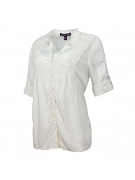 Gloria Vanderbilt Women's Giselle Chambray Top (Medium/Shell White)