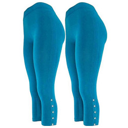 J.ann 2pc/pk Womens Seamless Capri with Rhinestone Bottons