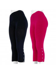 J.ann 2pc/pk Womens Seamless Capri with Rhinestone Bottons