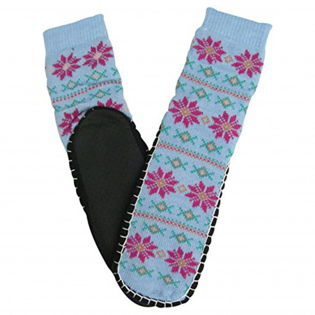 J.Ann Women's 1-Pack Knitted Non Slipper Socks with NON-SLIP BOTTOMS.