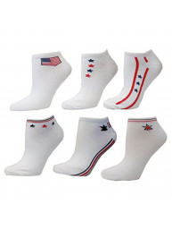 HIBALY 12-pair/pk Low Cut Ankle Socks No Show Anklet American Patriot Flag Stars Design for July-4th USA