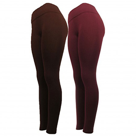 J.Ann-Mopas Ladies Winter Fleece Lined Leggings, Burgandy Combos