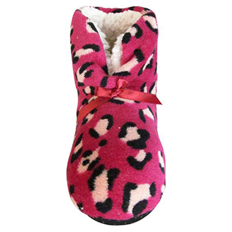 J.Ann-Womens Cozy Leopard Printed Slipper Sock Booties, NonSlip, Foot size: 24-25cm (Many Colors)