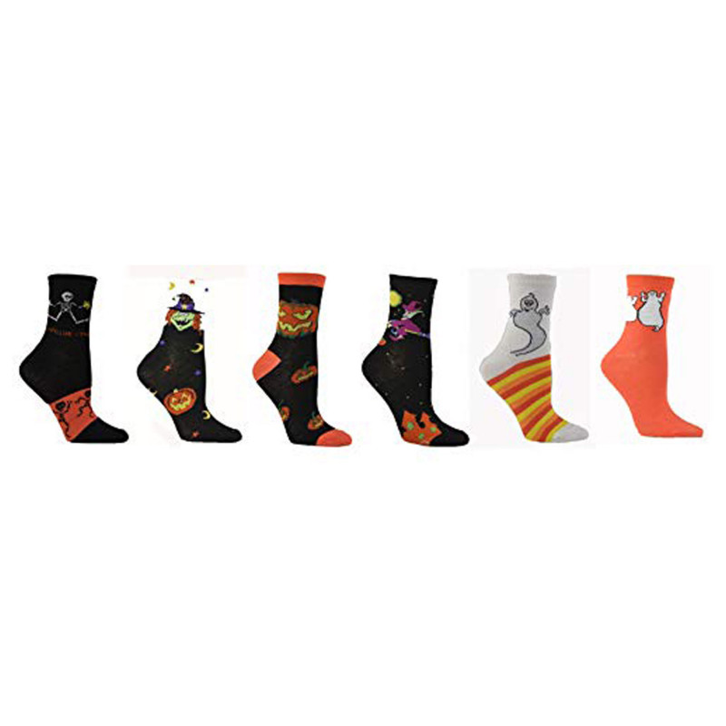 Women's Halloween Crew Socks, Sock Size 9-11 (Many Combos)