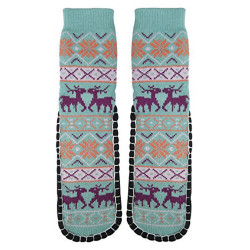 Adults 1 or 2-PK Knitted Slipper Socks with NON-Slip Skids (Medium (23-24cm))