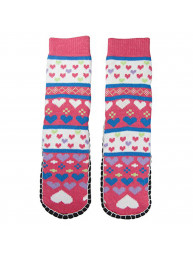 J.Ann Ladies Jacquard Knitted Slipper Sock, Hearts Designs,Bottom Size:23-24 cm