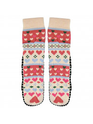 J.Ann Ladies Jacquard Knitted Slipper Sock, Hearts Designs,Bottom Size:23-24 cm