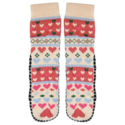 J.Ann Ladies Jacquard Knitted Slipper Sock, Hearts Designs,Bottom Size:23-24 cm