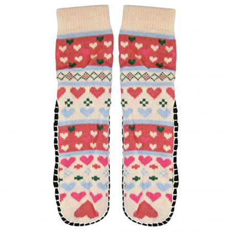 J.Ann Ladies Jacquard Knitted Slipper Sock, Hearts Designs,Bottom Size:23-24 cm
