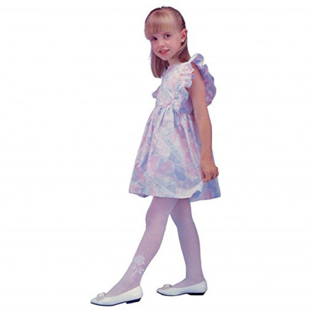 Girl's 1Pc/Pk With Flock Printed White Tights