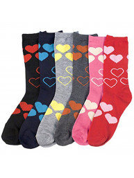 Ladies Valentine 6-pair/pack Crew Socks. 9-11