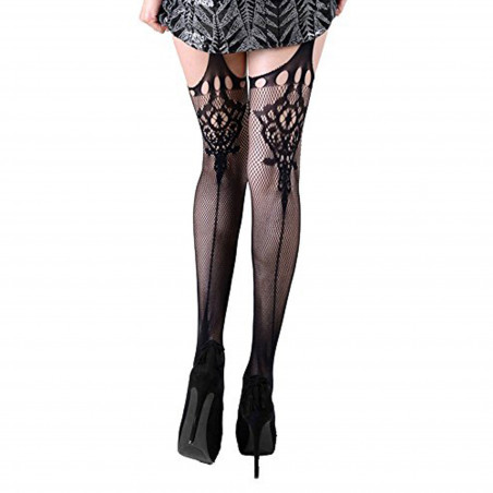 Killer Legs Exotic Plus Size Pantyhose (Spanish Fan Faux Garters)