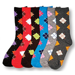 Ladies 6 Pair/Pack Fun and Colorful Design Crew Socks