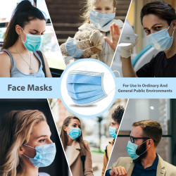 Pacificlane Disposable 3 Layered Ear Loop Safety Face Masks Breathable, Comfortable for Protection, From , Dust, Allergens 50pc