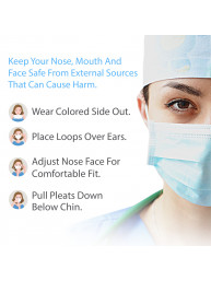 Pacificlane Disposable 3 Layered Ear Loop Safety Face Masks Breathable, Comfortable for Protection, From , Dust, Allergens 50pc