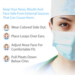 Pacificlane Disposable 3 Layered Ear Loop Safety Face Masks Breathable, Comfortable for Protection, From , Dust, Allergens 50pc