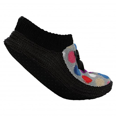 Ladies Non Slip Knitted Velvet Accent Home Sliper Sock W.Bow, Foot Size:24-25Cm