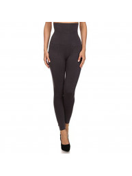 Women's Empire Waist Tummy Compression Control Top Leggings, French Terry Lining