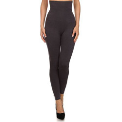 Women's Empire Waist Tummy Compression Control Top Leggings, French Terry Lining