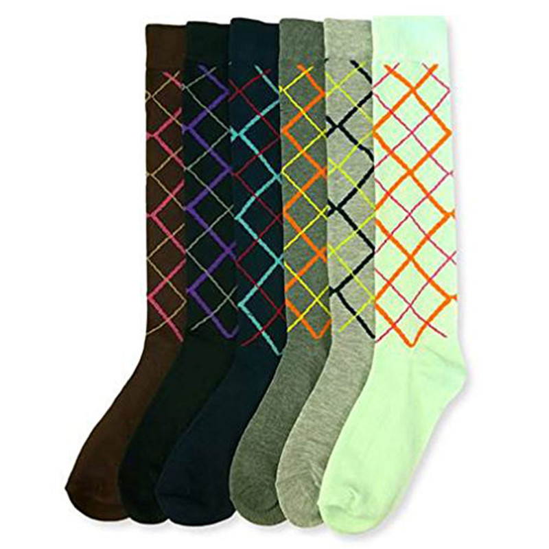 6 Pairs Womens Fancy Design Multi Colorful Patterned Knee High Socks 