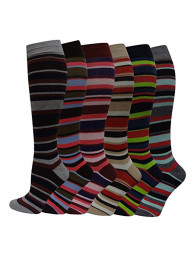 Women's Fancy Design Multi Color Knee High Socks (6 pairs/9-11)