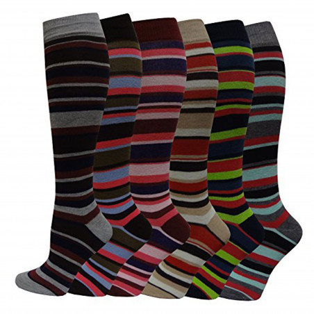 Women's Fancy Design Multi Color Knee High Socks (6 pairs/9-11)