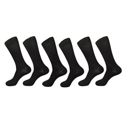 Men's Cotton Lycra/Spandex Dress Socks - 6 Pairs - Fits Shoe Sizes 6 1/2-12