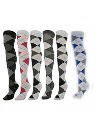 Women's 1 Or 6-Pair/Pack Over Knee High Socks, Assorted Colors,Sock Size 9-11