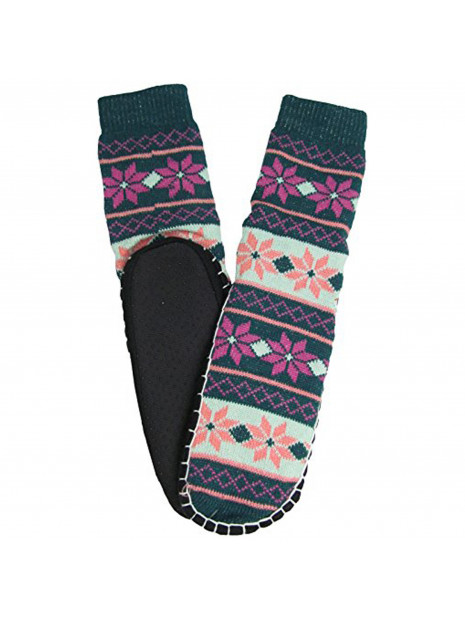 J.Ann Women's Jacquard Knitted Slipper Sock, Bottom Size 23-24cm