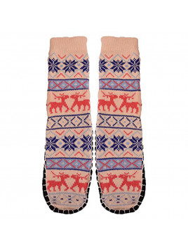 Women's Jacquard Knitted Slipper Sock-Bottom 23-24cm