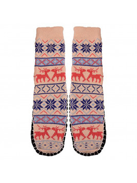 Women's Jacquard Knitted Slipper Sock-Bottom 23-24cm