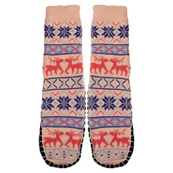 Women's Jacquard Knitted Slipper Sock-Bottom 23-24cm