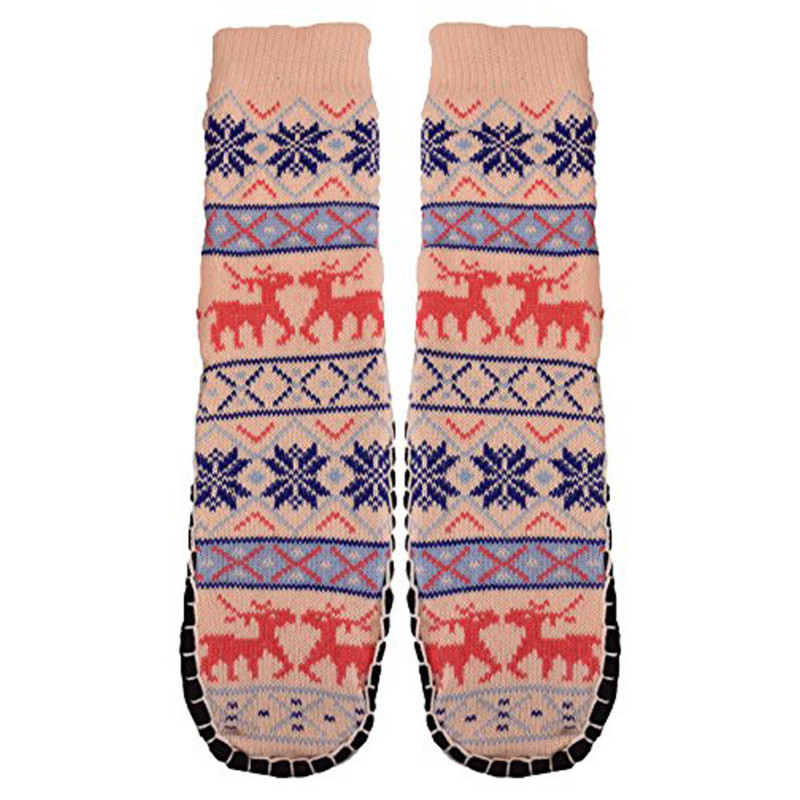 Women's Jacquard Knitted Slipper Sock-Bottom 23-24cm