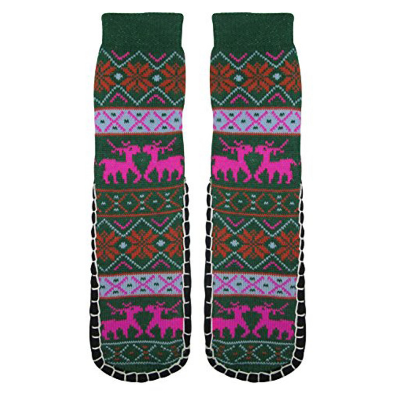 Women's Jacquard Knitted Slipper Sock-Bottom 23-24cm