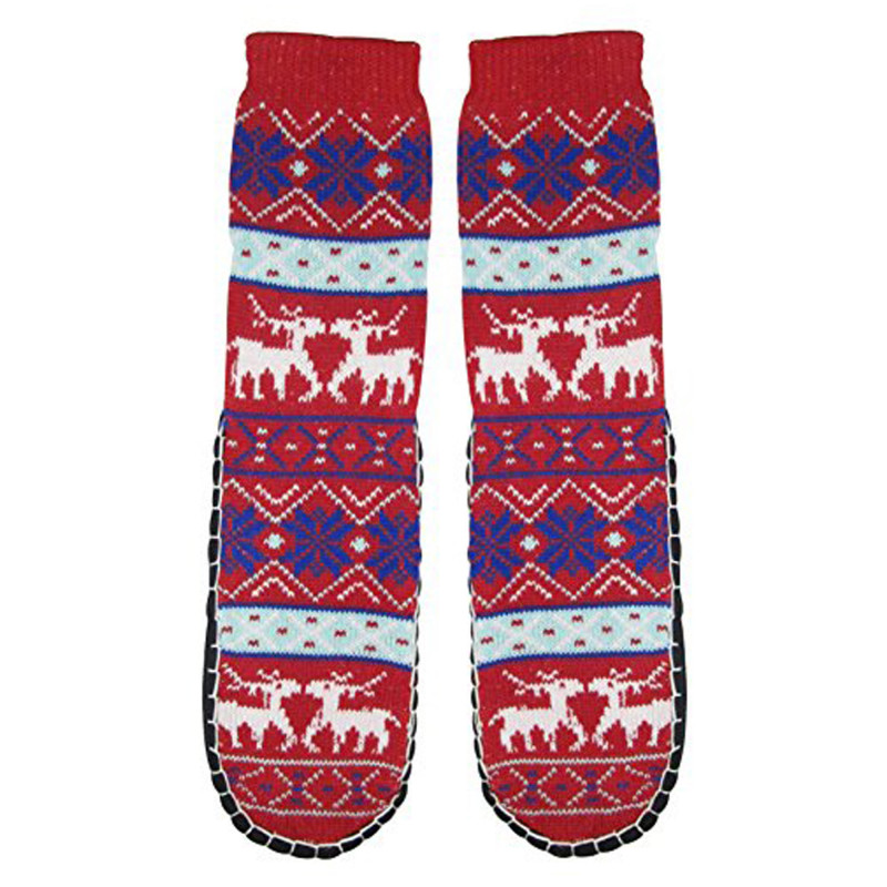 Women's Jacquard Knitted Slipper Sock-Bottom 23-24cm